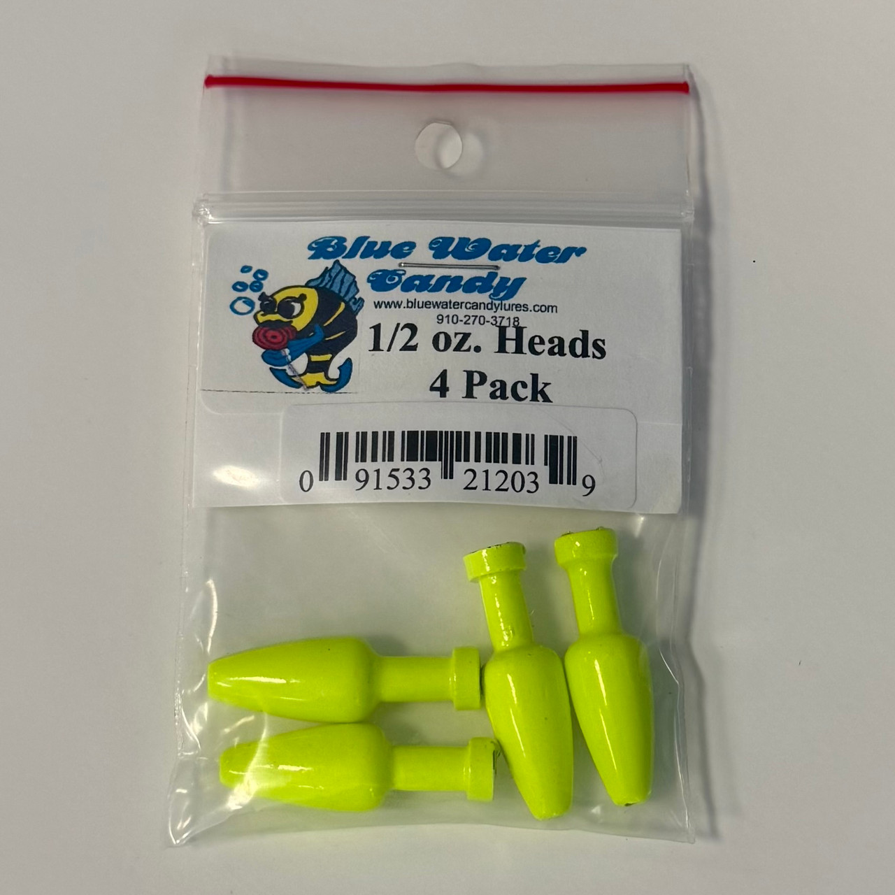 Blue Water Candy Sea Witch Heads 4 Pack - 1/2oz - Chartreuse (091533212039)