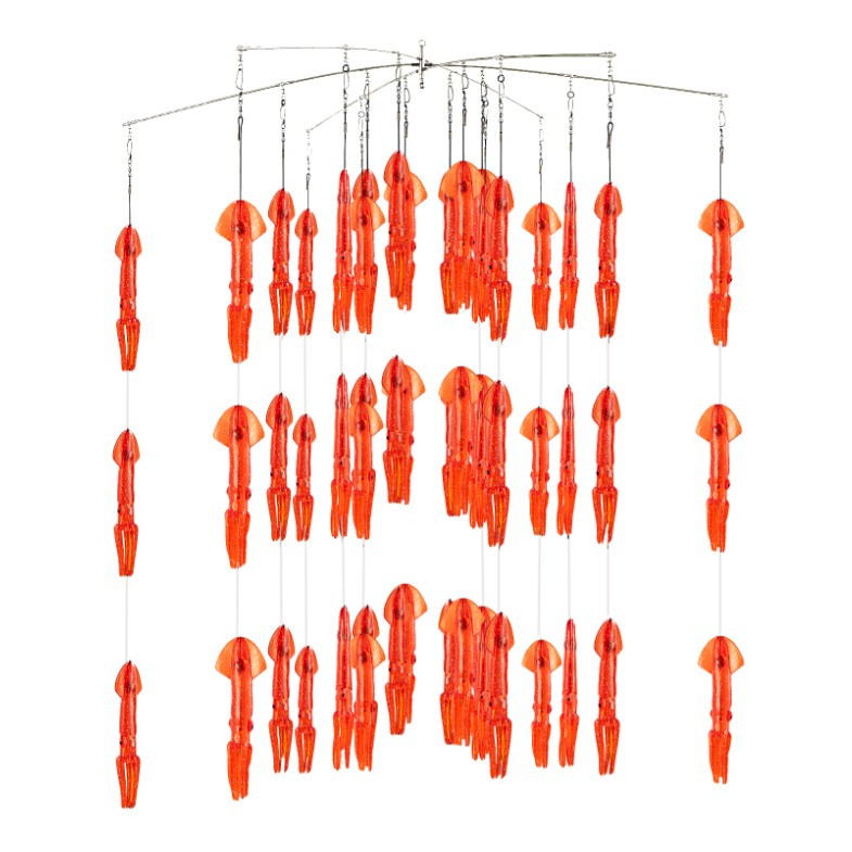 Fish Razr Squid 38" Dredge - 39 Squids - Red Sparkle (FR363)