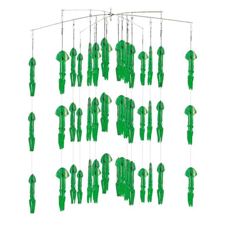 Fish Razr Squid 38" Dredge - 39 Squids - Green Sparkle (FR361)