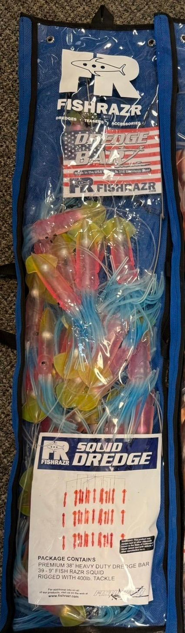 Fish Razr Squid 38" Dredge - 39 Squids - Natural - Rainbow (FR0360-RBW)