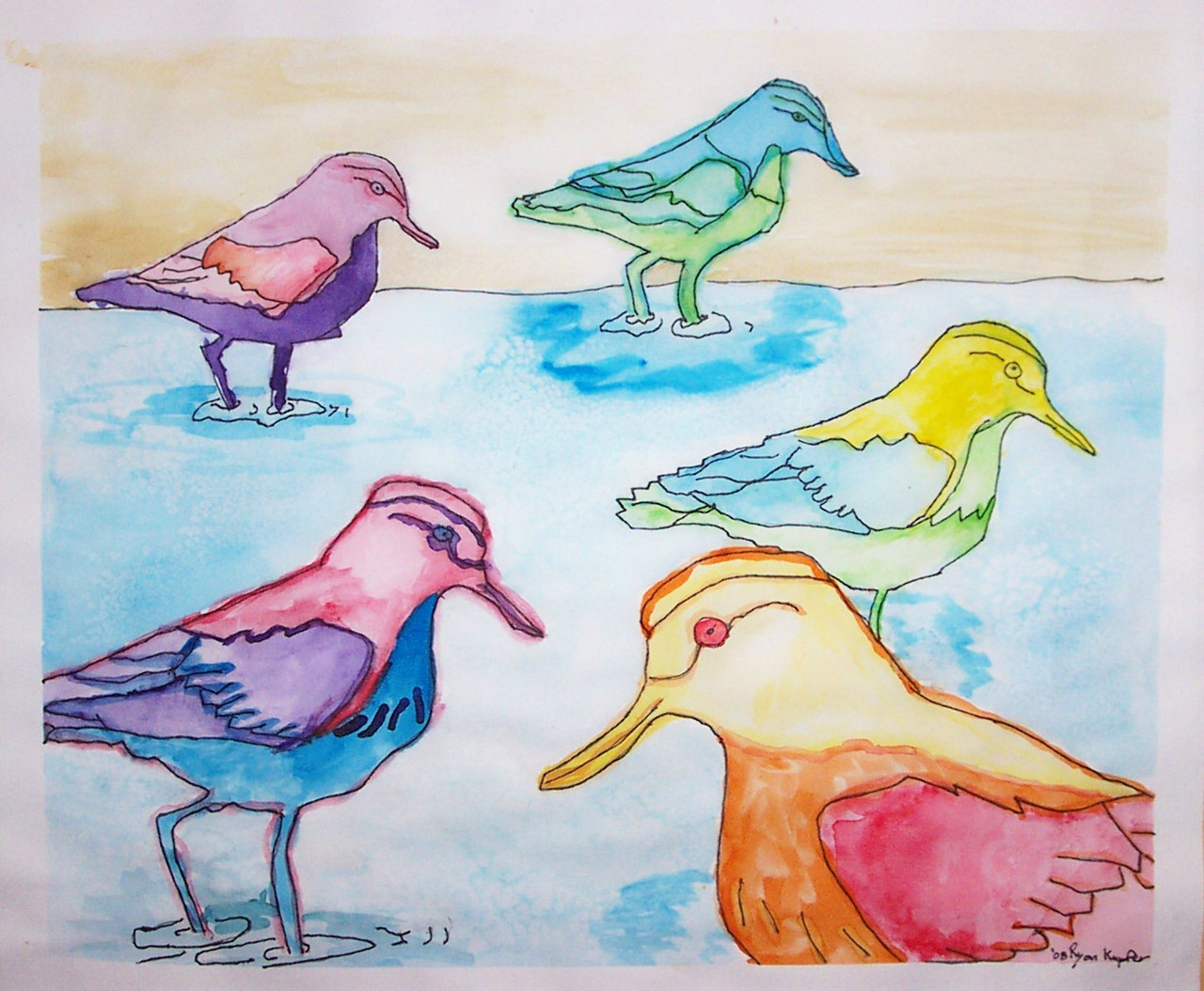 Ryan Kupfer Note Card 5 Pack - Shorebirds Watercolor