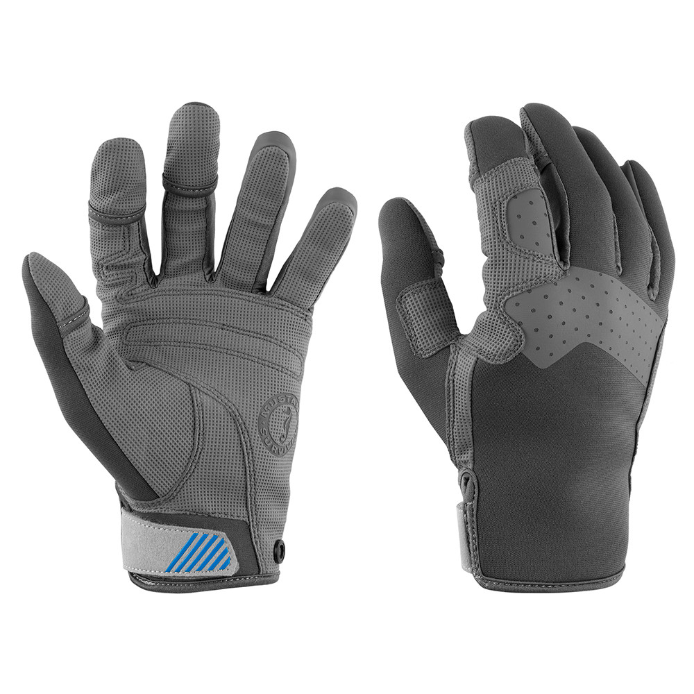 Mustang Traction Closed Finger Gloves - Grey\/Blue - Large