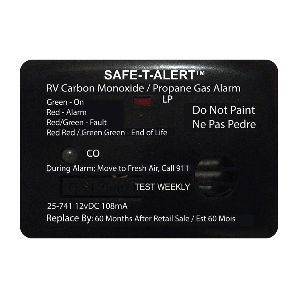 Safe-T-Alert 25 Series Surface Mount Dual Carbon Monoxide\/Propane Alarm - 12V Hardwire - Black
