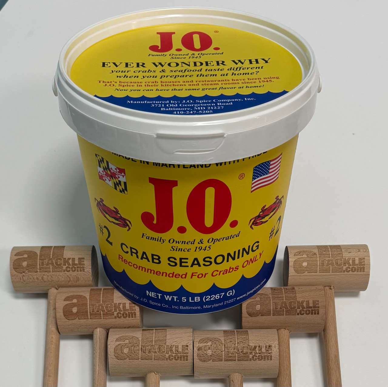 J.O. Spice No. 2 "Crab House Spice" 5LB Bucket w/ 6 Alltackle Mallets (014477002054-6)