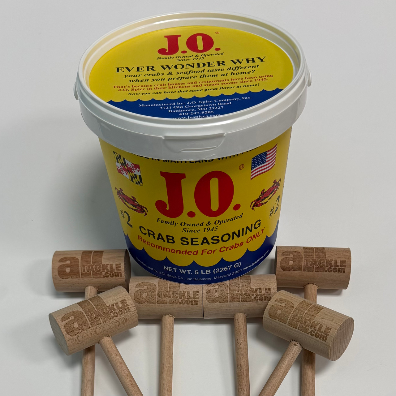 J.O. Spice No. 2 "Crab House Spice" 5LB Bucket w/ 6 Alltackle Mallets (014477002054-6)