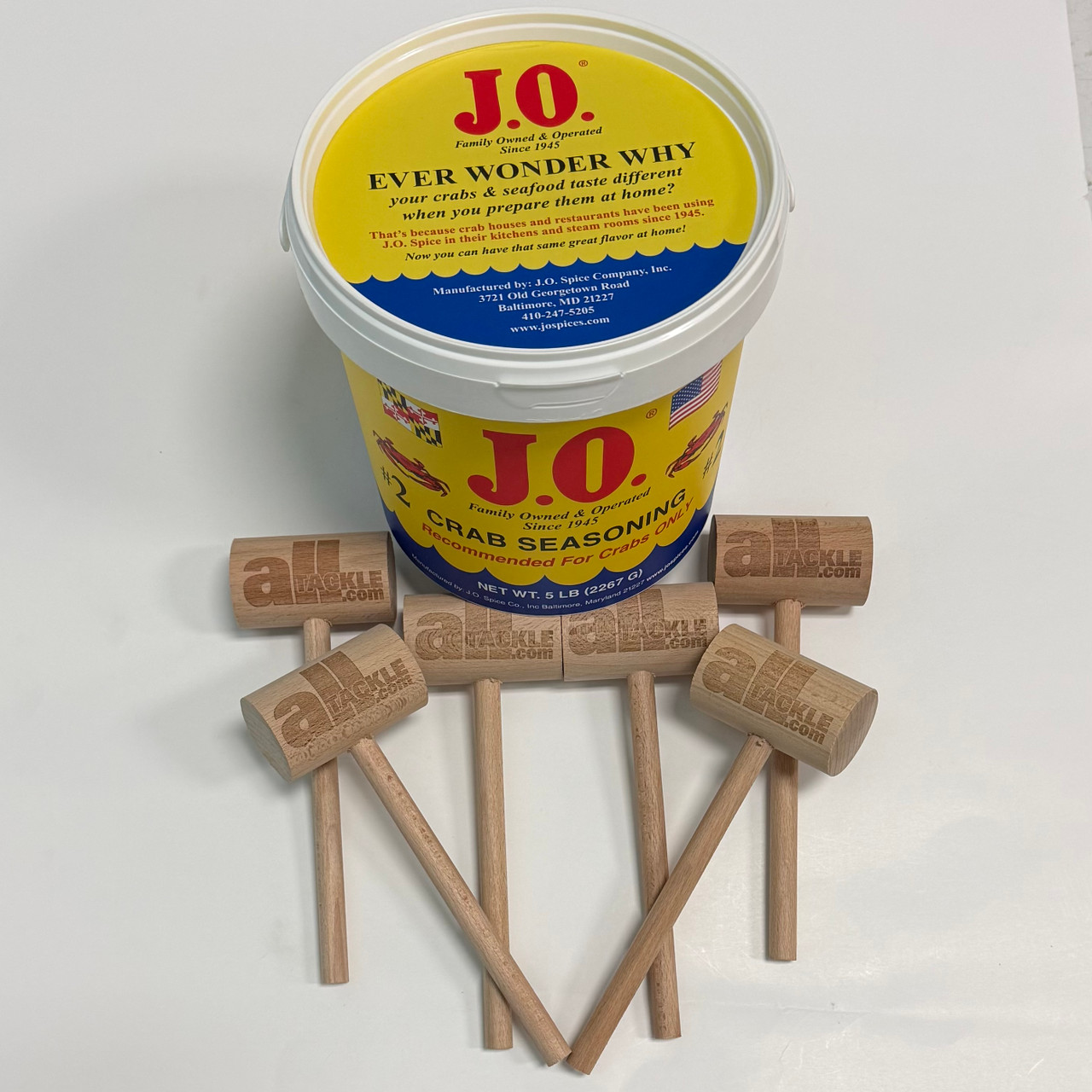J.O. Spice No. 2 "Crab House Spice" 5LB Bucket w/ 6 Alltackle Mallets (014477002054-6)