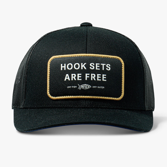 Aftco Guide Sayings hat - Hook Sets Are Free - Black
