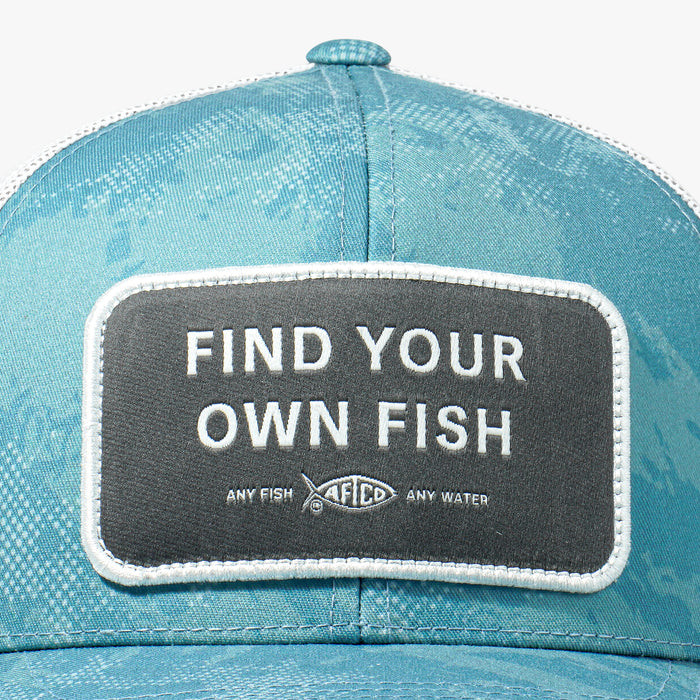Aftco Guide Sayings Hat - Find Your Own Fish - Dusk Storm Camo