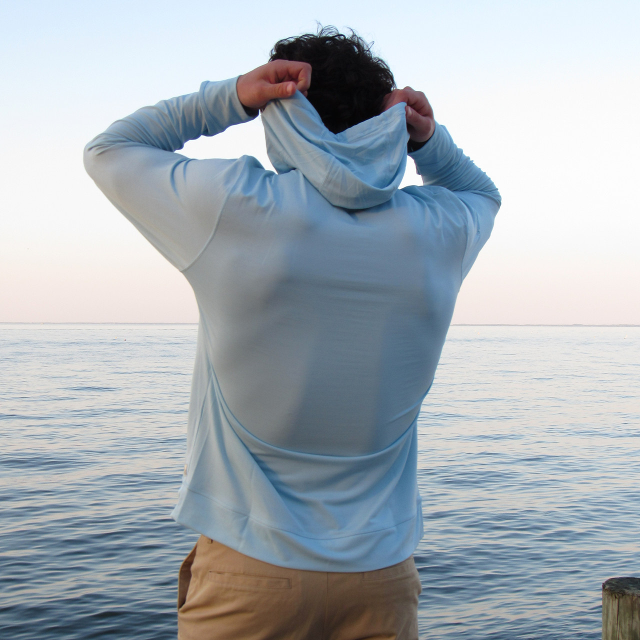 Marlin Hook Helm LS Performance Hoodie - Light Blue