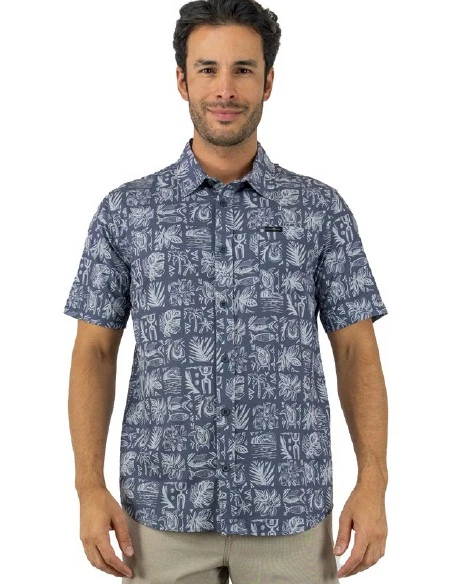 Marlin Hook Hono Performance Button Down Shirt - Charcoal