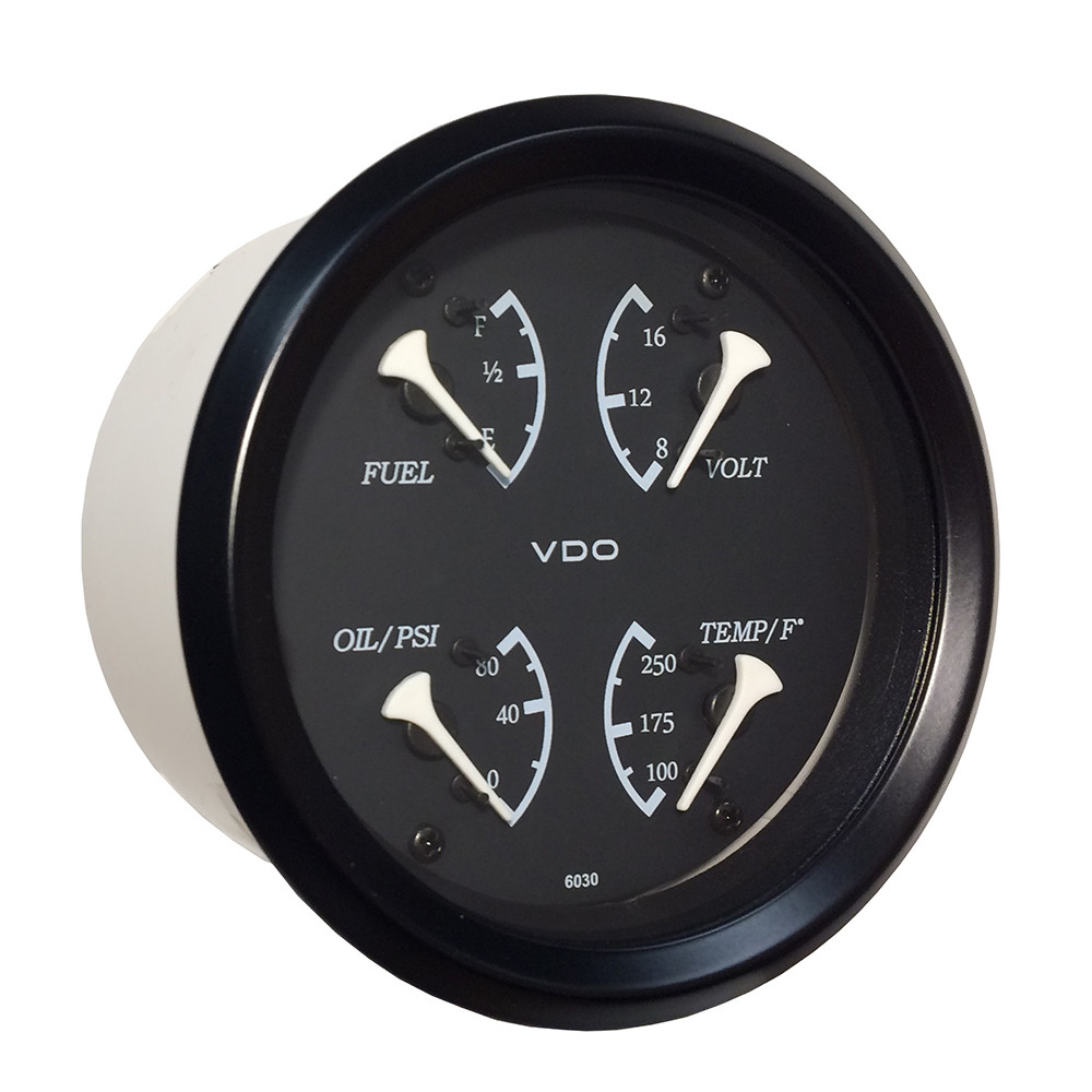 VDO Cockpit Marine 85mm (3-3\/8") 4 in 1 Gauge - Black Dial\/Bezel