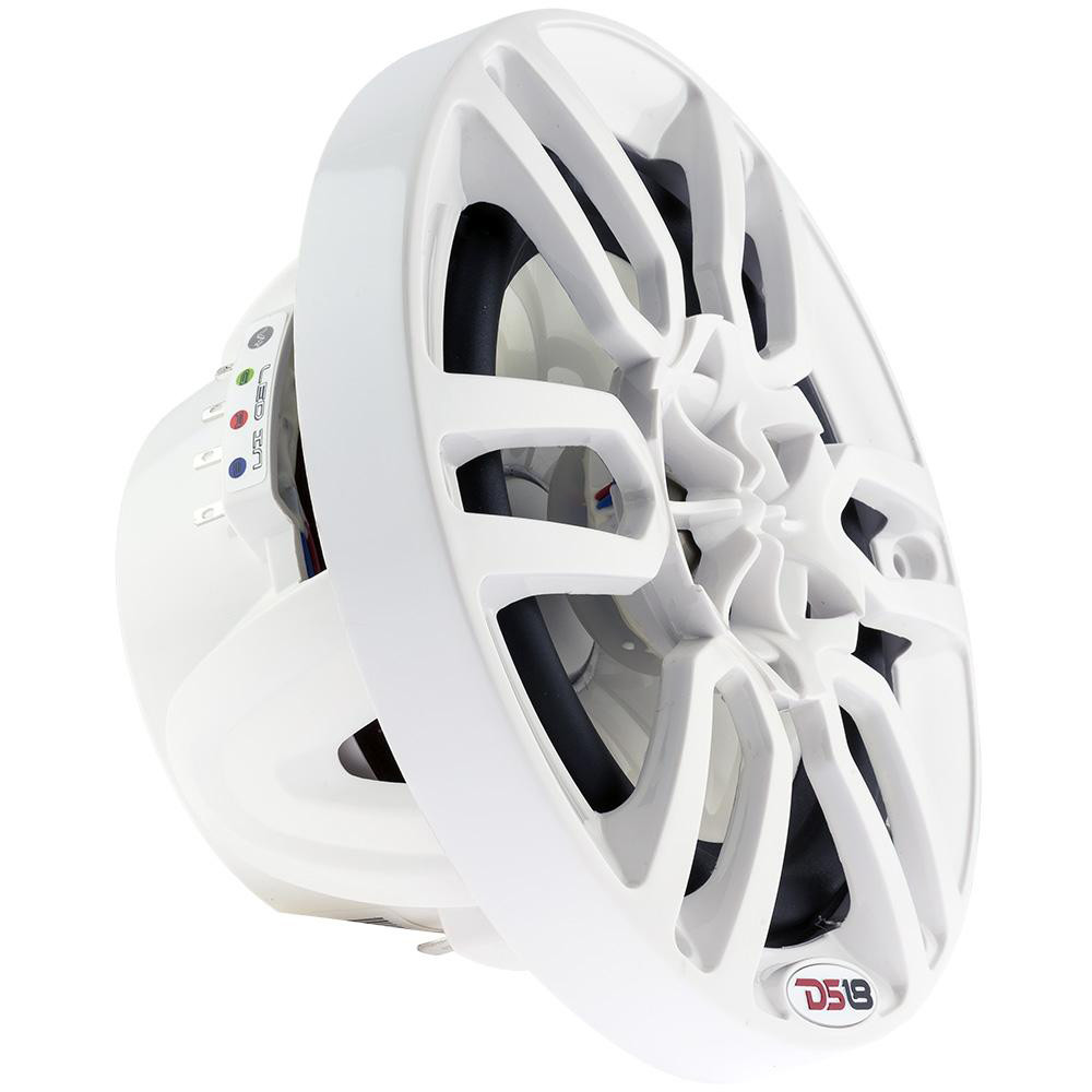 DS18 HYDRO 6.5" 2-Way Marine Speakers w\/RGB LED Lights 300W - White