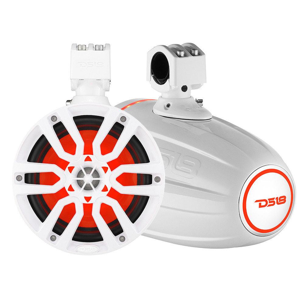 DS18 X Series HYDRO 6.5" Wakeboard Pod Tower Speaker w\/RGB LED Light - 300W - White 