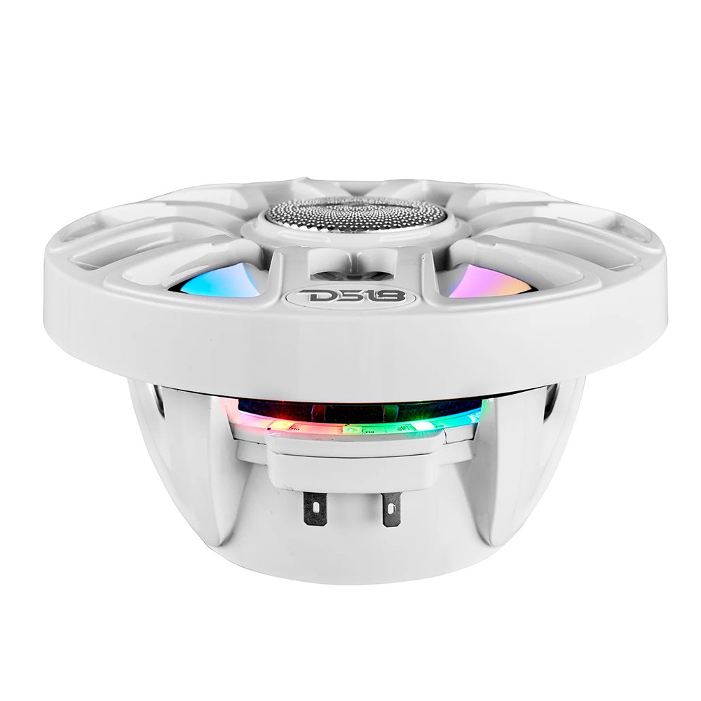 DS18 8" 2-Way Coaxial Marine Speakers w\/Digital LED Lights  Bullet Tweeter - White - 175W, 4-Ohm