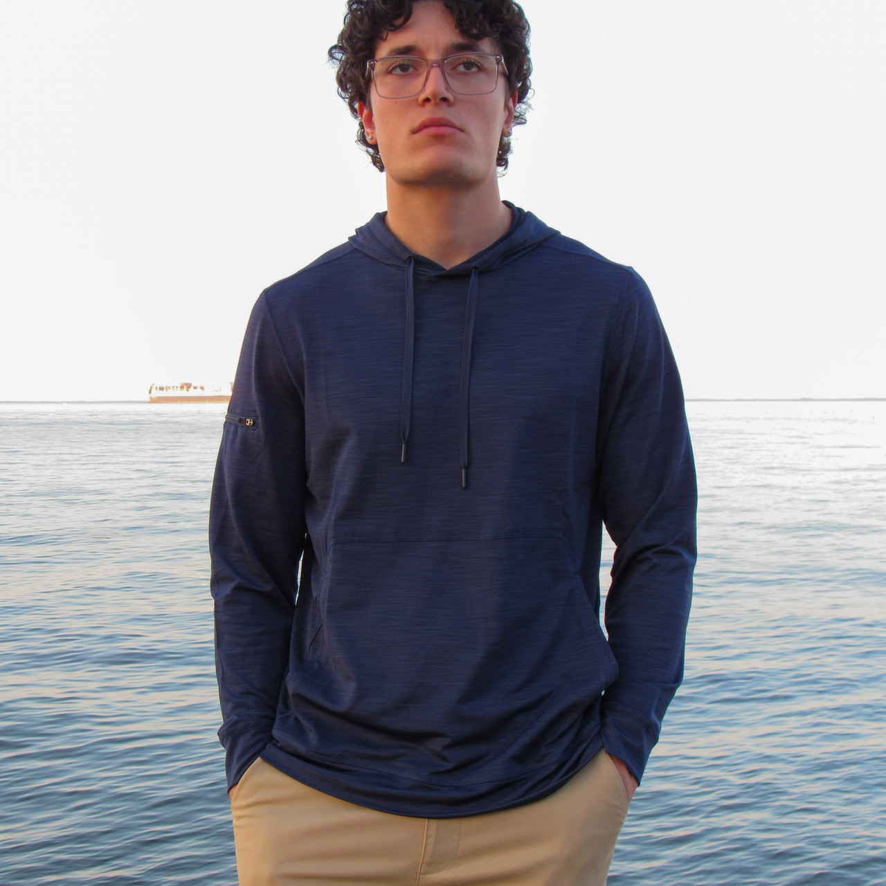 Marlin Hook Helm LS Performance Hoodie - Navy