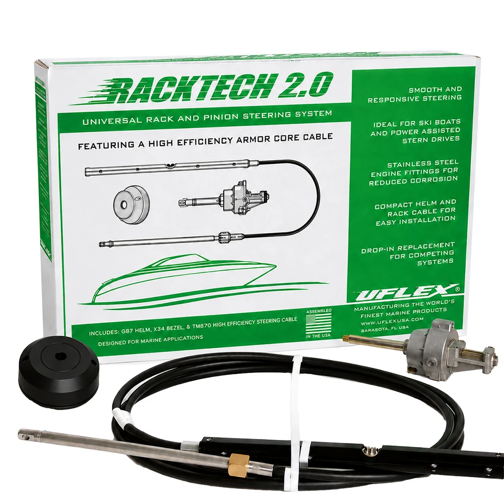 Uflex Racktech - 2.0 High Efficiency Rack  Pinion System Kit - 18' Cable