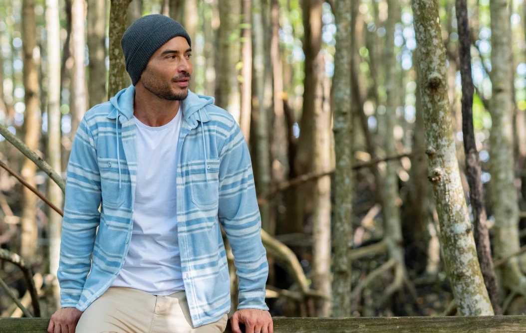 Marlin Hook Barnes Button Up Hoodie - Light Blue