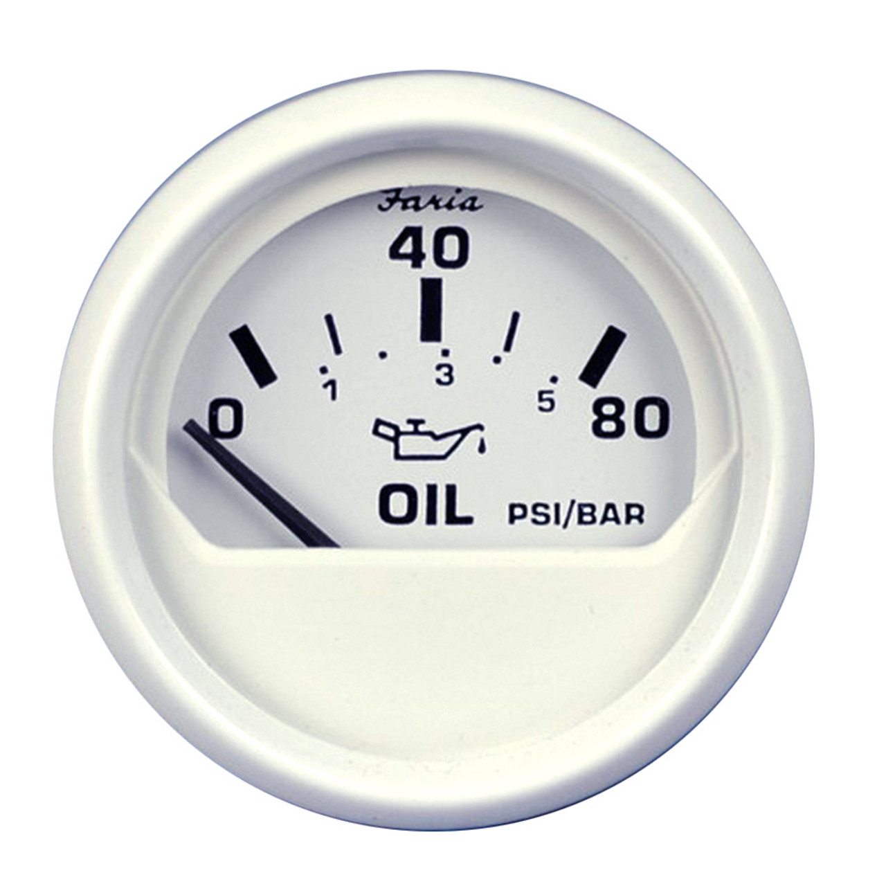 Faria Dress White 2" Oil Pressure Gauge - 80 PSI
