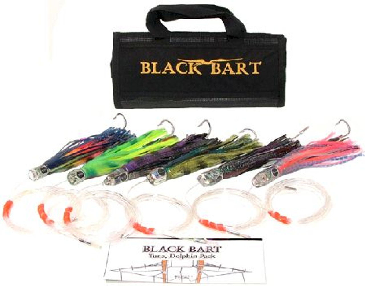 Black Bart Tuna/Dolphin Rigged Lure Pack Double Hooks/Fluoro