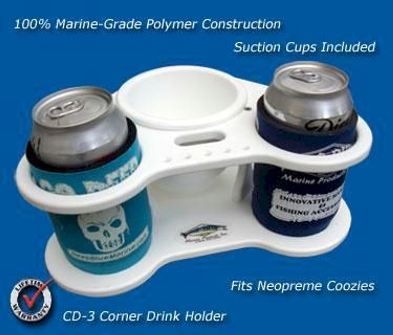 Deep Blue Marine Double Drink and Cell Phone Holder - White (BH