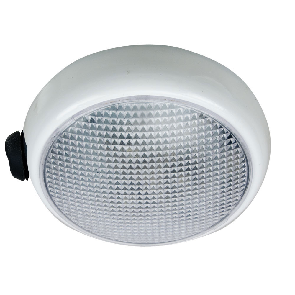 Perko Round Surface Mount LED Dome Light - White Powder Coat - w\/ Switch