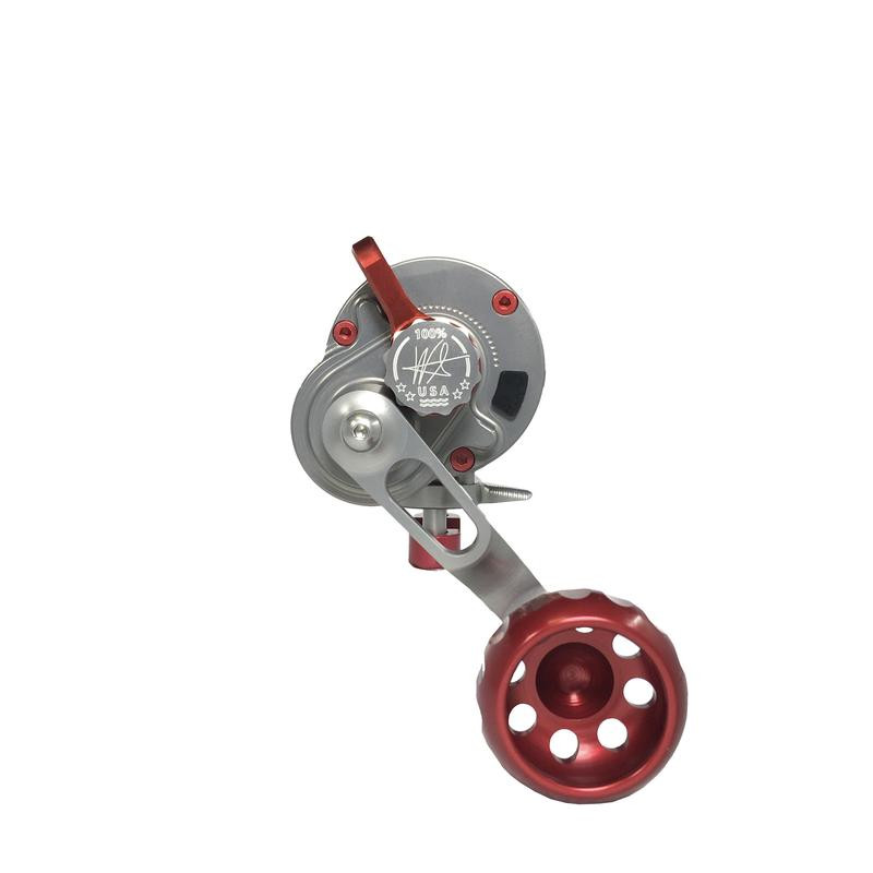 Seigler Reel SG Smoke w/ Red Accents LH - alltackle.com