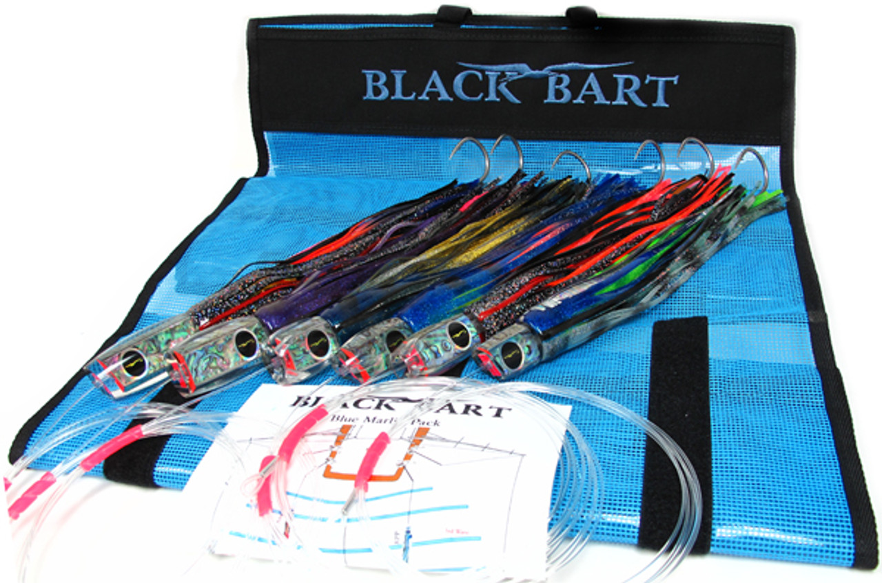 Black Bart Blue Marlin Rigged Lure Pack Double Hooks Fluorocarbon