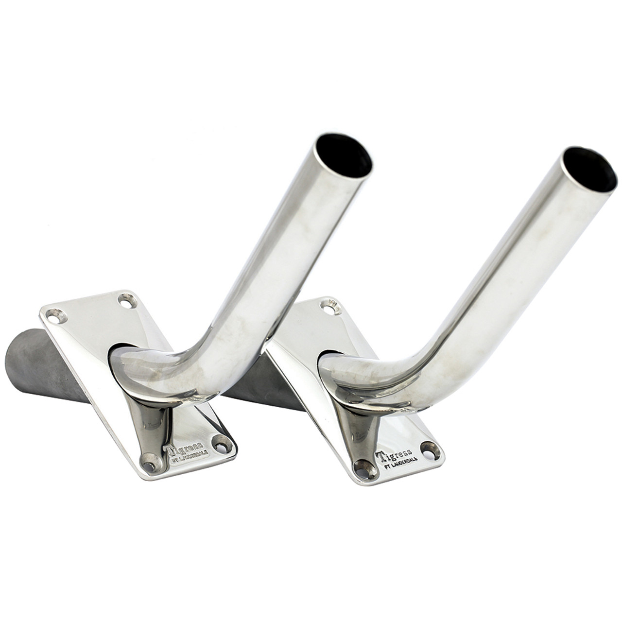 Tigress Gunnel Mount Outrigger Holders - Fabricated 304 S.S. - 1-1/8 I.D.- Pair