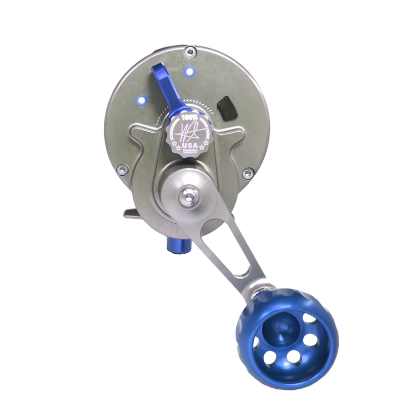 Seigler Reel OS  Smoke w/ Blue Accents RH