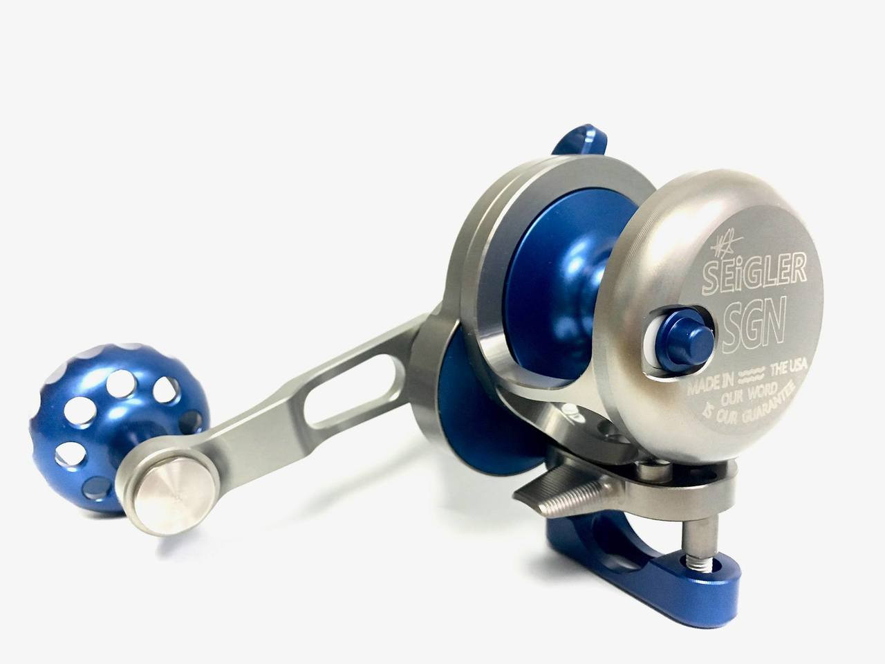 Seigler Reel SGN  Narrow Smoke w/ Blue Accents RH