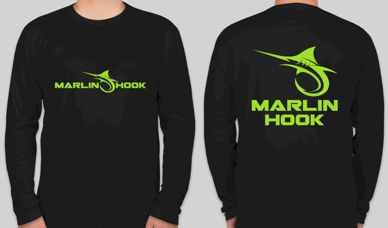 Marlin Hook Performance Shirt LS - Black/Green - XL