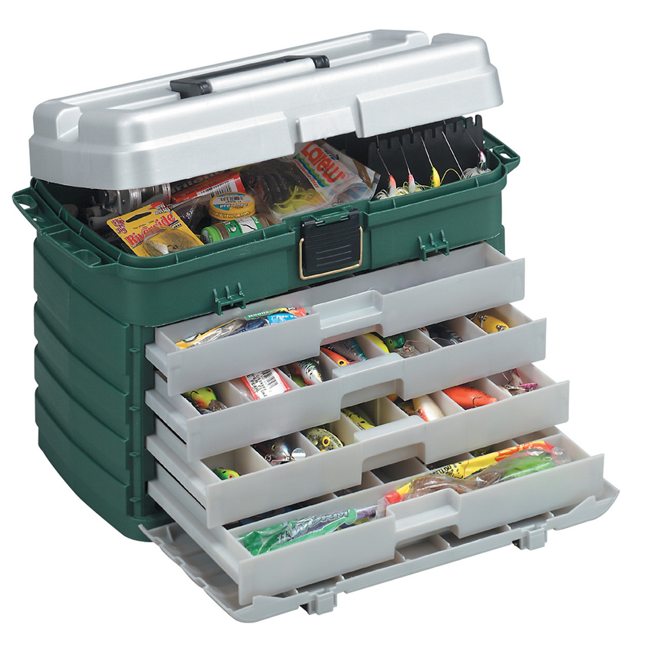 Plano 4Drawer Tackle Box Green Metallic/Silver