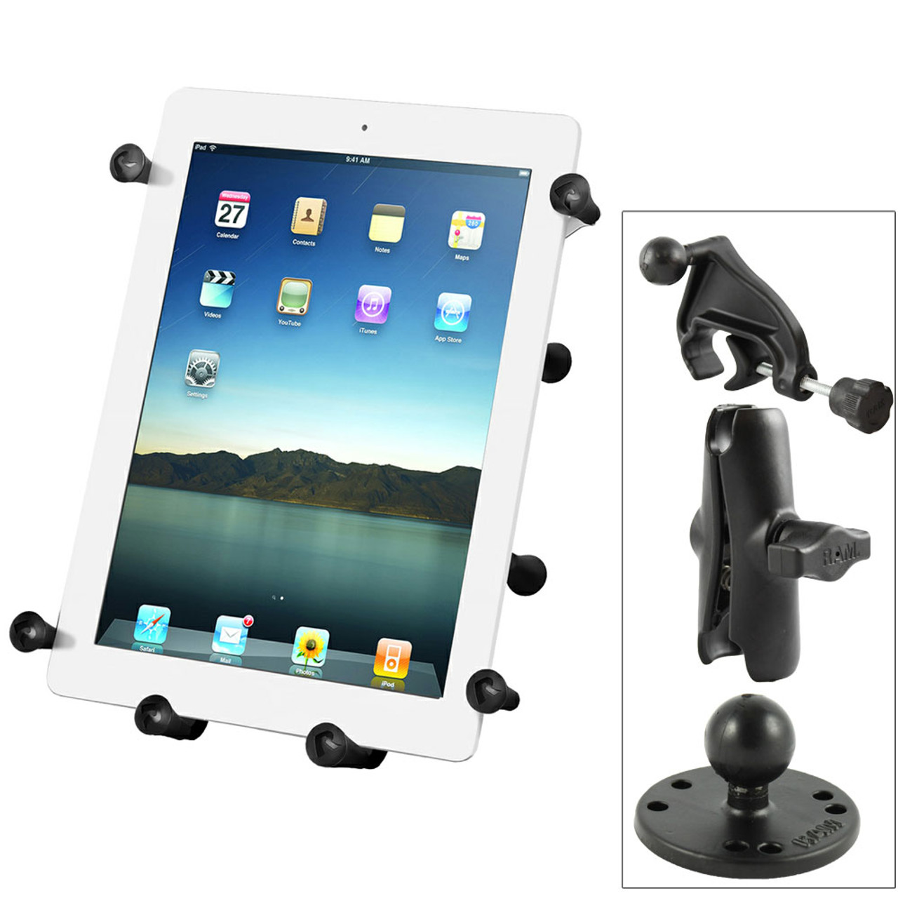 RAM Mount Universal X-Grip III Large Tablet Holder - Fits New iPad -  Includes Yoke Mount