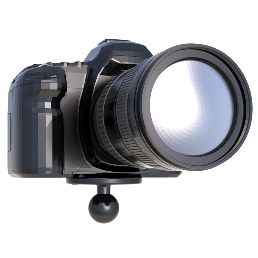 RAM Mount Strap Clamp Roll Bar Mount w\/Standard Length Double Socket Arm & 2.5" Round Base w\/1\/4"-20 Male Threaded Post