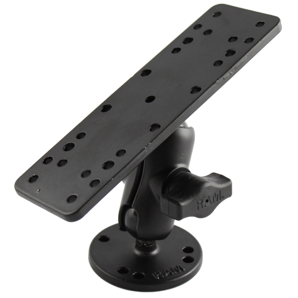 RAM Mount 1" Diameter Ball Mount w\/Short Double Socket Arm,  6.25" x 2" Rectangle Base & 2.5" Round Base (AMPS Pattern)