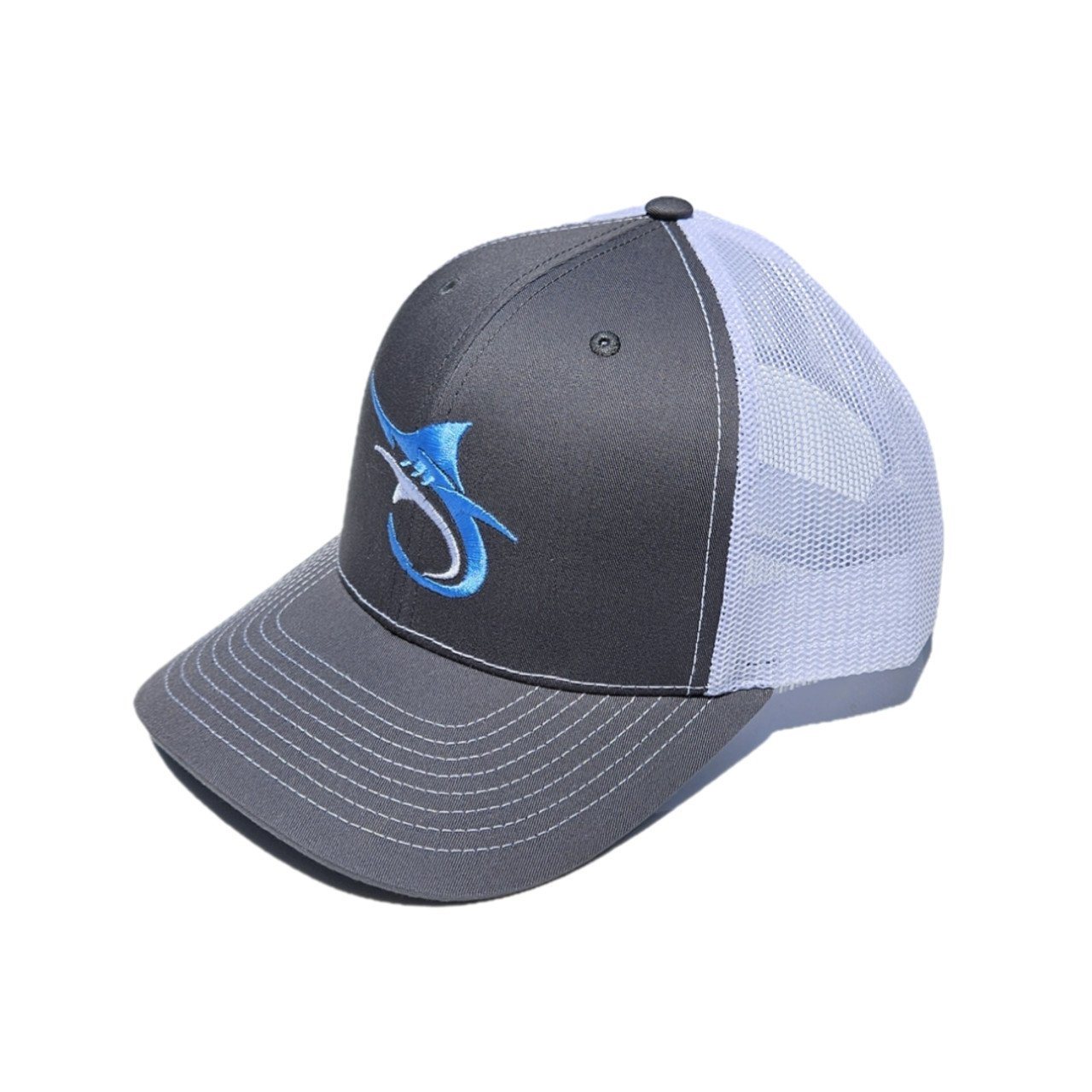 Marlin Hook Trucker Hat - Symbol - Gray/White