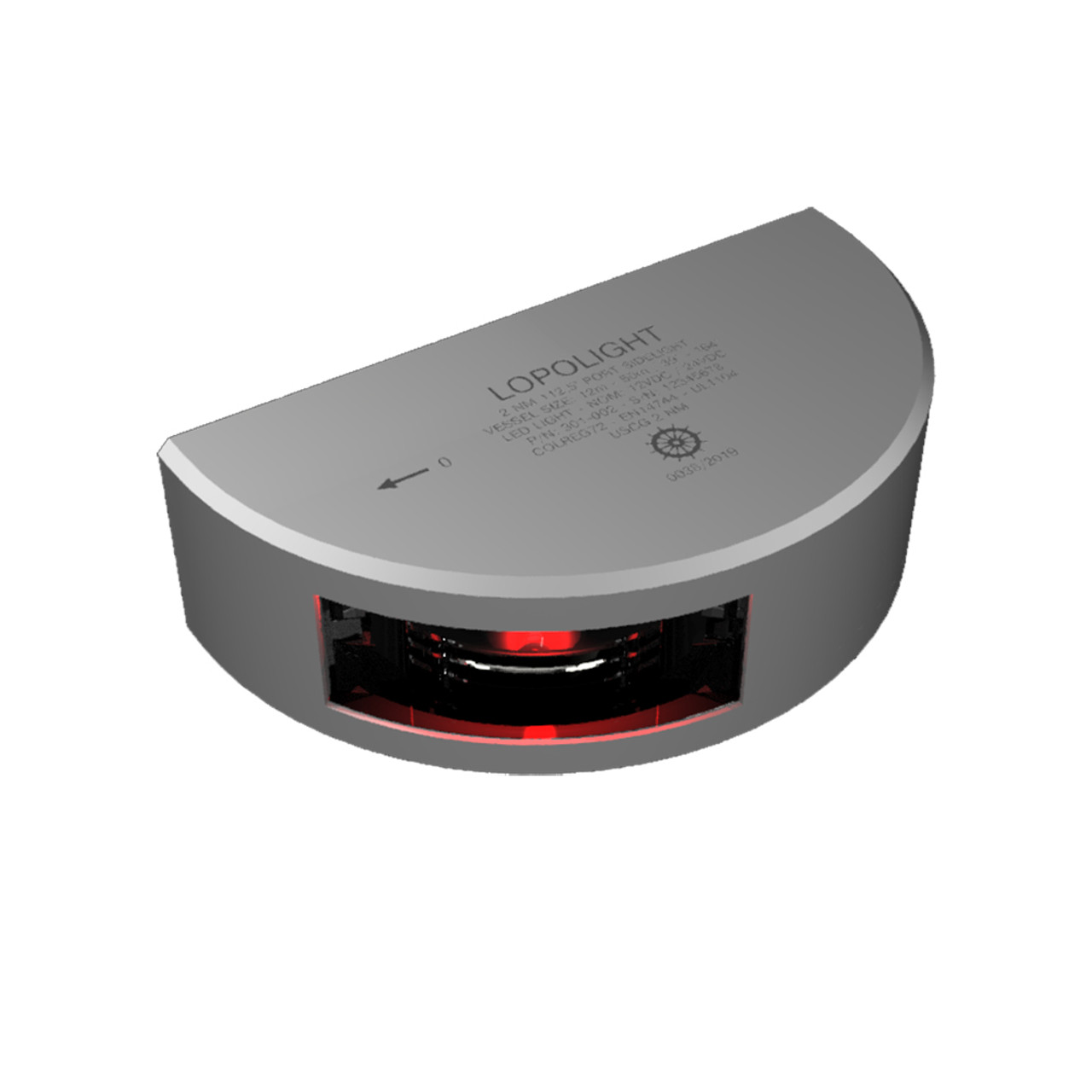Lopolight Starboard SideLight - Vertical Mount - Silver Housing - 2nm - Red