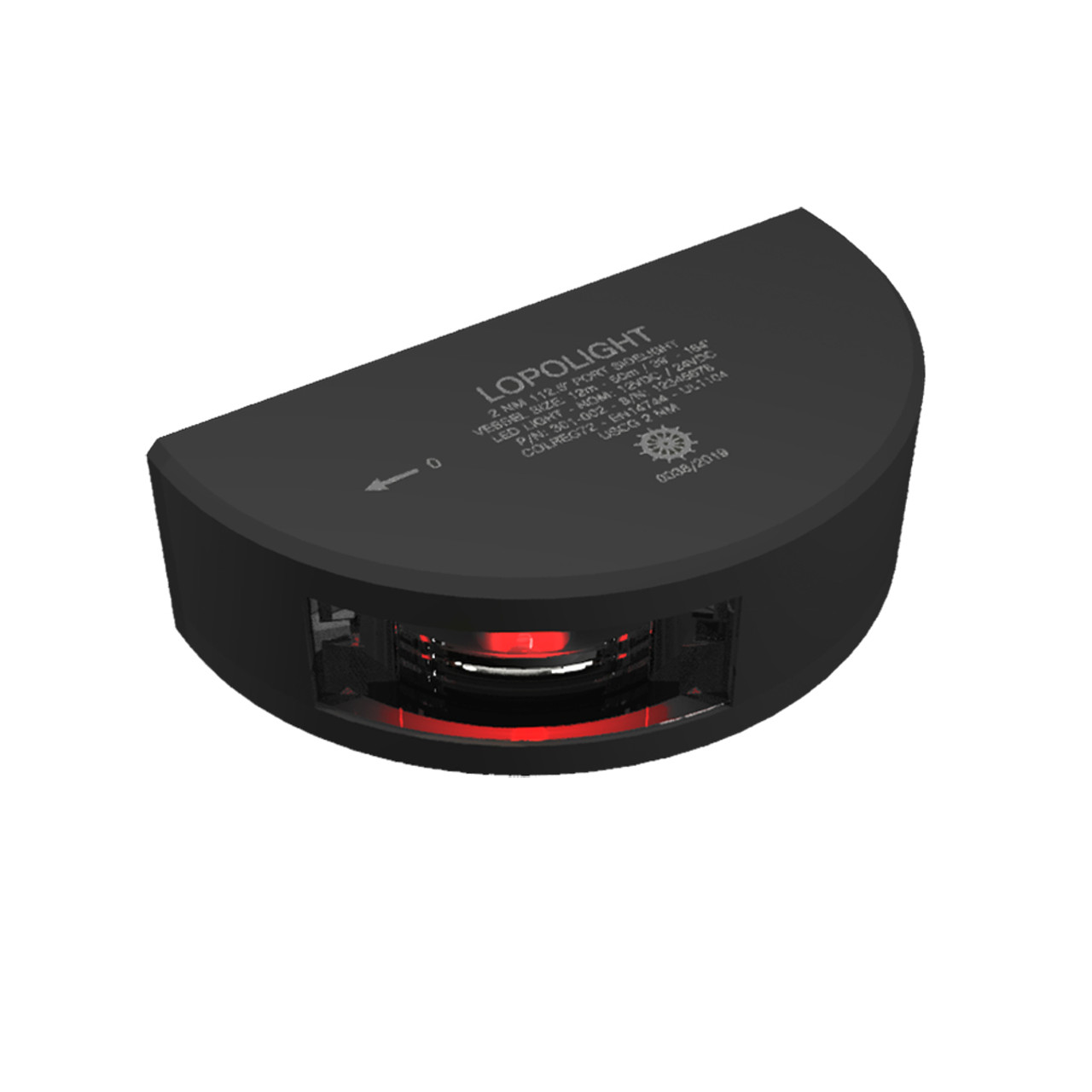Lopolight Starboard SideLight - Vertical Mount - Black Housing - 2nm - Red