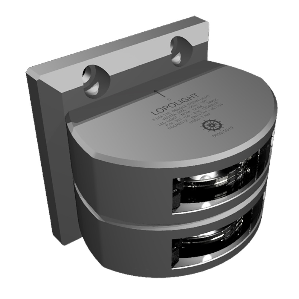 Lopolight Double Stern Light - 3nm - Silver Housing - Vertical Mount