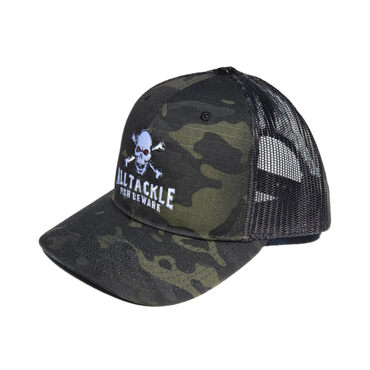 Alltackle Fishing Hat - Fish Beware - Camo Black