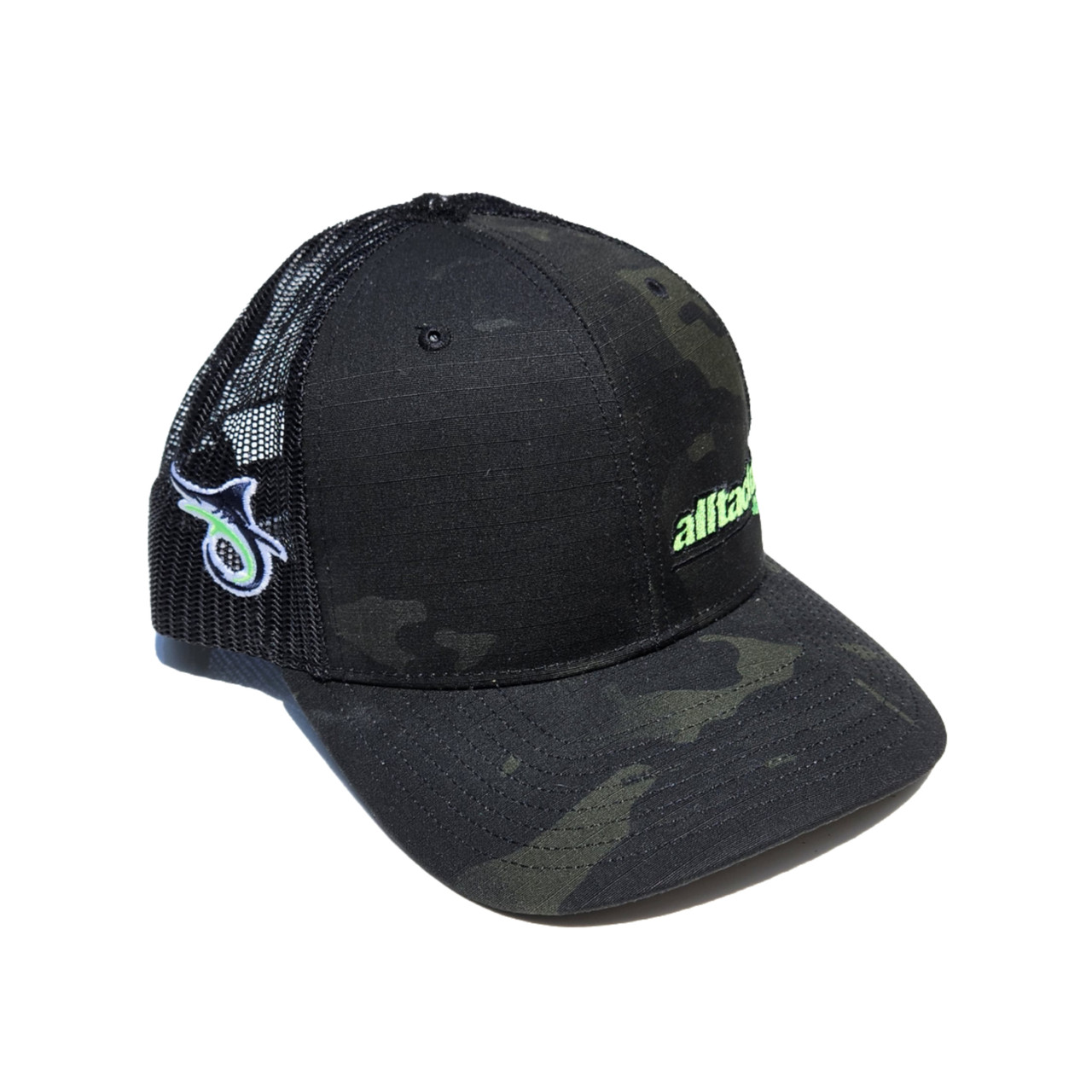 Alltackle Fishing Hat - Camo Side Hit - Black/Green