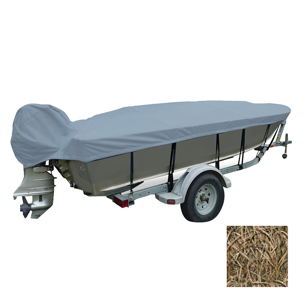 Carver Performance Poly-Guard Wide Series Styled-to-Fit Boat Cover f\/13.5 V-Hull Fishing Boats - Shadow Grass