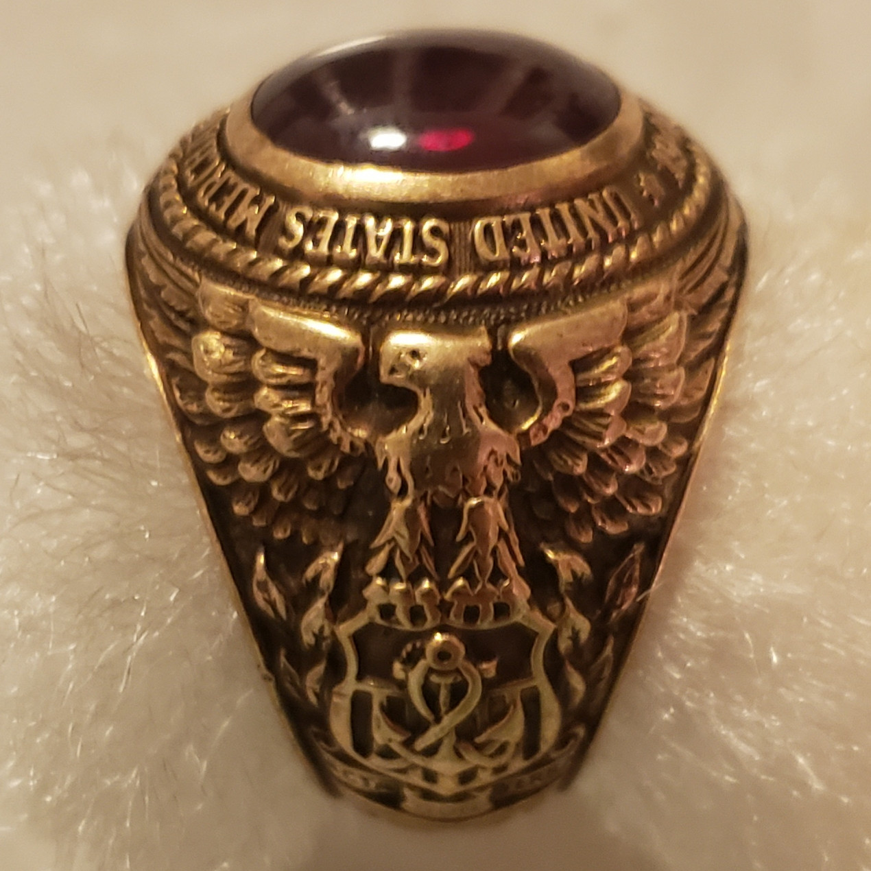 Rare US Merchant Marine Academy Ring ...Circa.  1946 10K Gold w/ Ruby in Outstanding Condition
