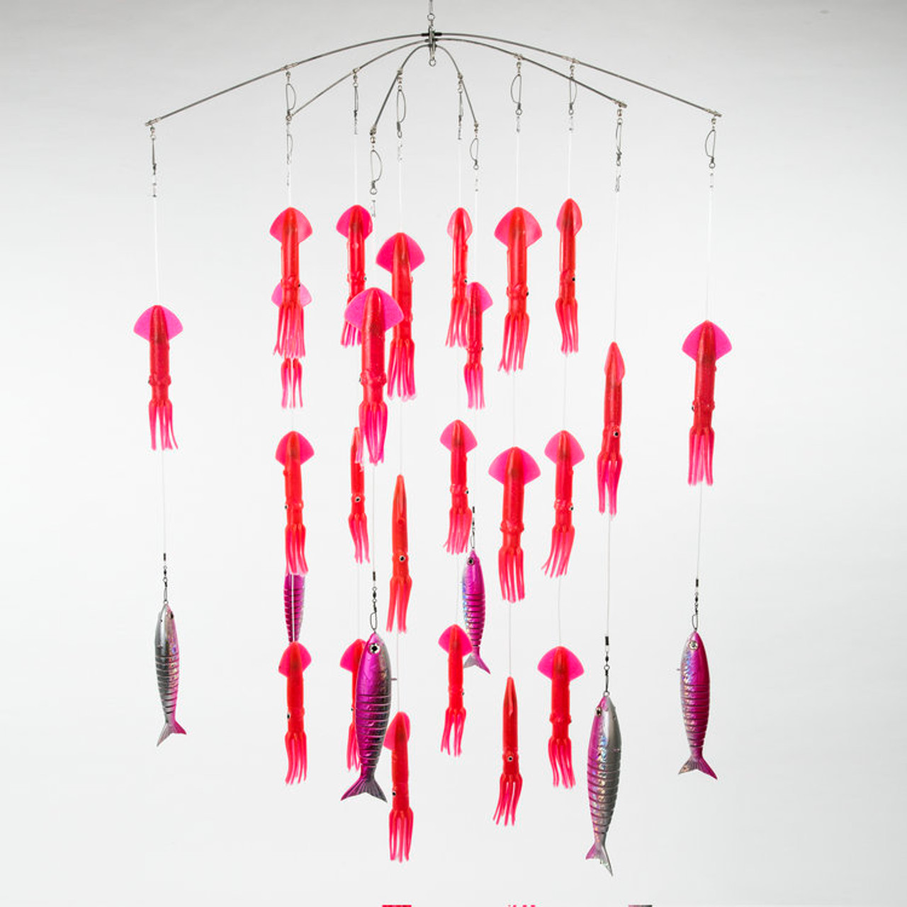 Strike Point Tackle 36” Jointed Mullet Squid Combo Dredge - Pink