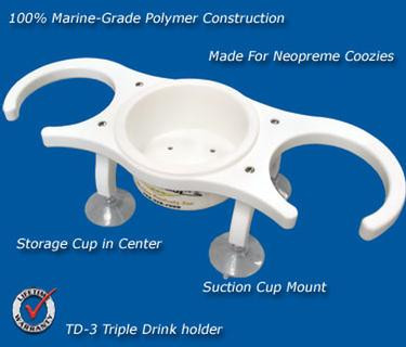 Deep Blue Marine Triple Drink Holder w/ Center Cup (DDH-3)