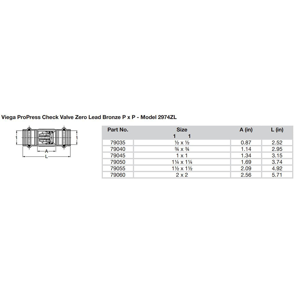 Viega ProPress 1-1\/2" Zero Lead Check Valve - Double Press Connection - Smart Connect Technology