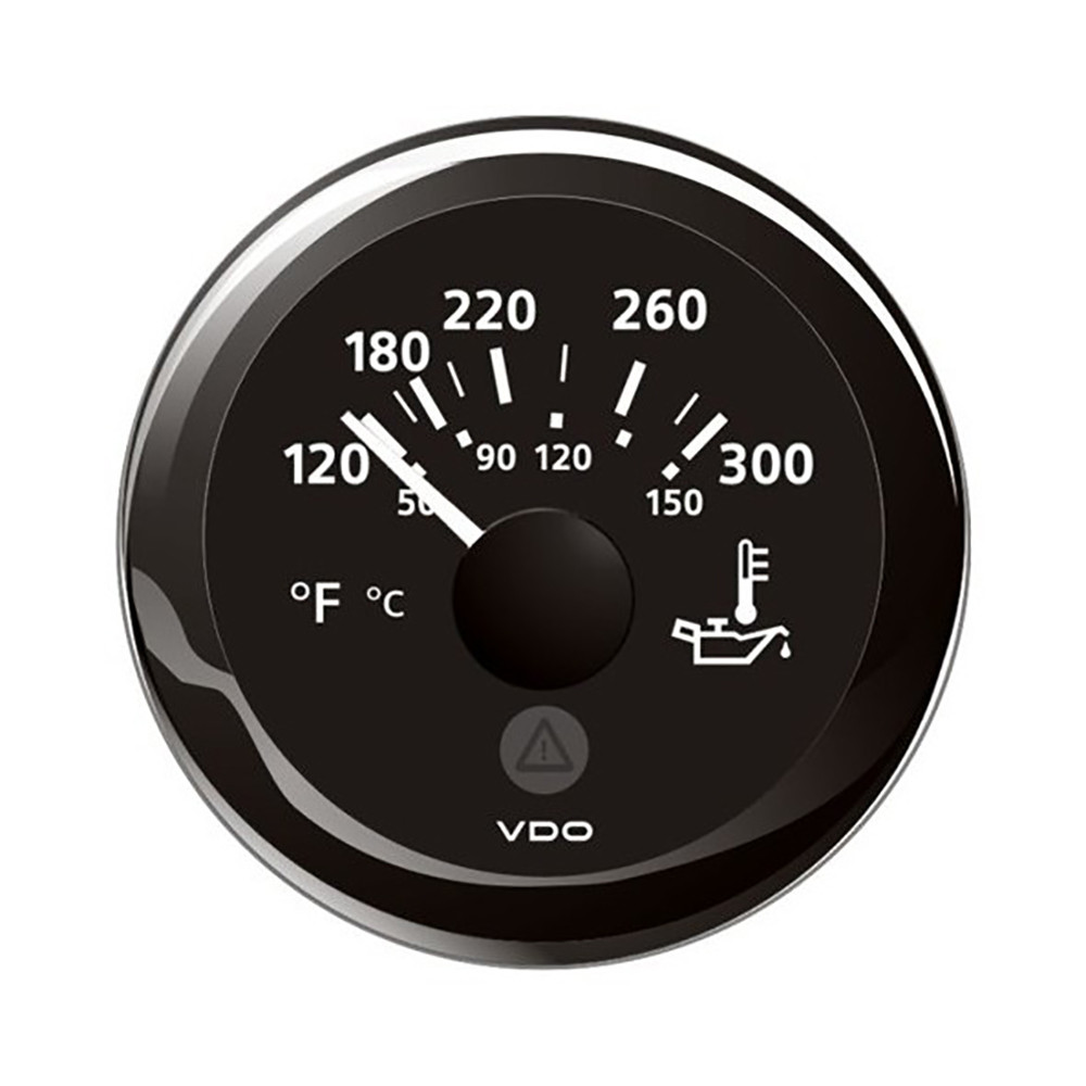 VDO Marine 2-1\/16" (52mm) ViewLine Temperature Gauge 120-300F - 8-32V - Black Dial  Bezel