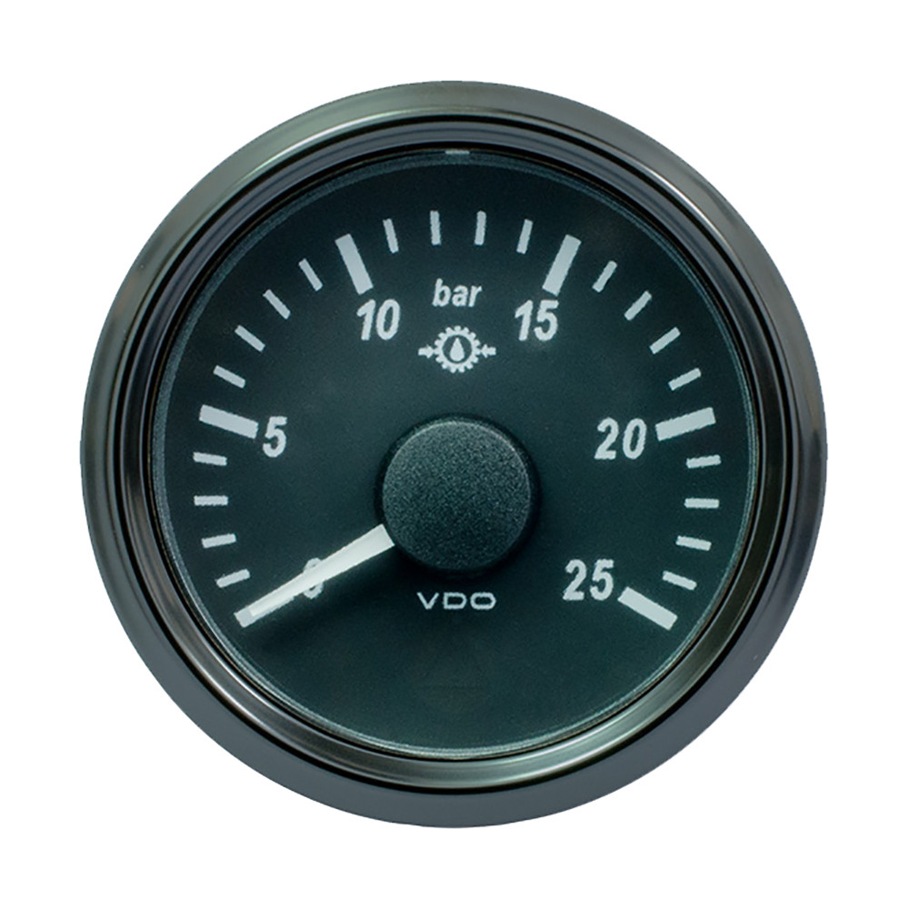 VDO SingleViu 52mm (2-1\/16") Gear Oil Pressure Gauge - 25 Bar - 0-180 Ohm
