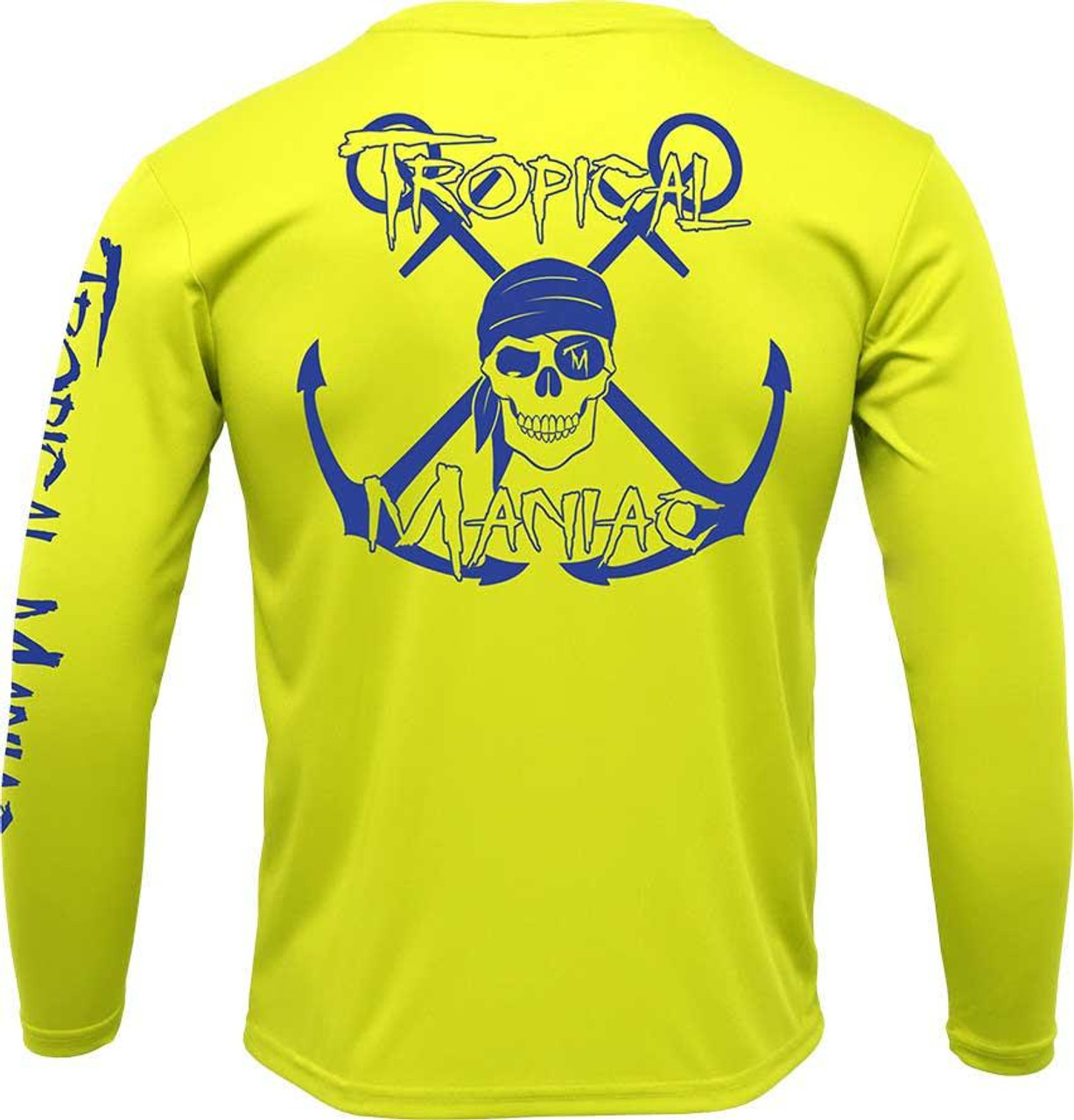Tropical Maniac Performance Long Sleeve - Skull - Chartreuse - 2X
