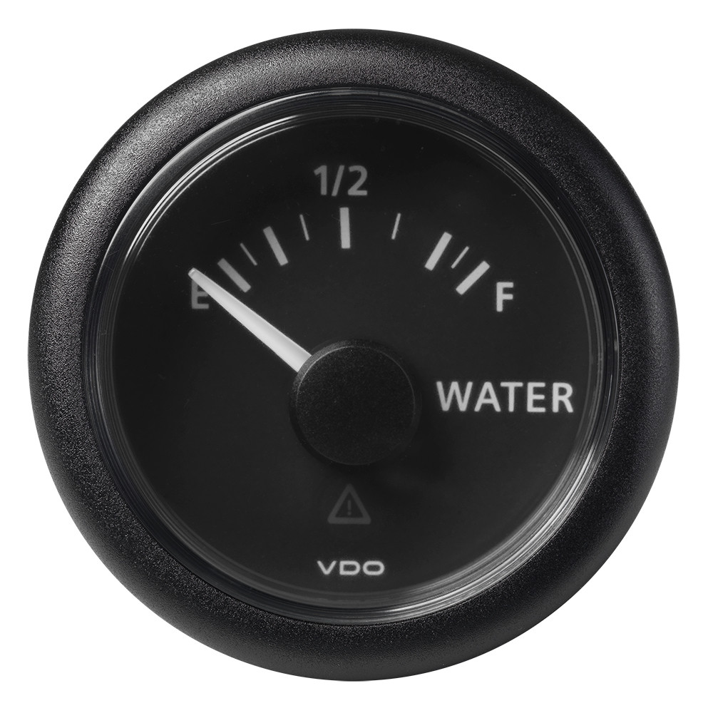 VDO Marine 2-1\/16" (52mm) ViewLine Fresh Water Resistive - Empty-Full - 8-32V - 3-180 OHM - Black Dial  Round Bezel